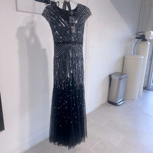Beautiful, formal beaded navy dress